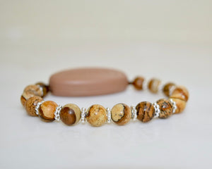 Picture Jasper Natural Stone - With Tibet Silver Daisy Spacers