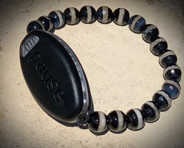 Polished Black Onyx - With Tibet Gold Daisy Spacers
